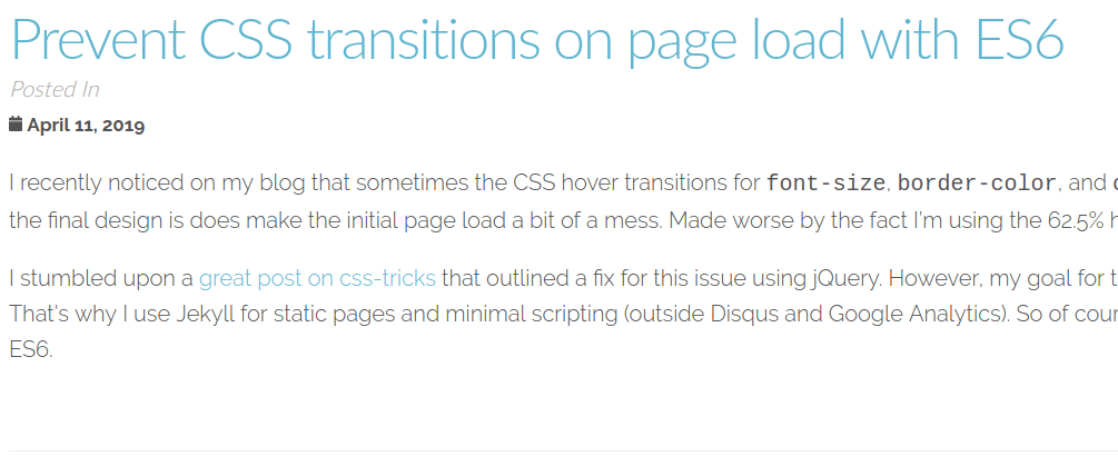 Page loading with CSS transition
