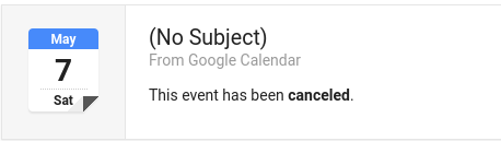 Cancelled event in inbox