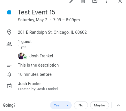Example of event details